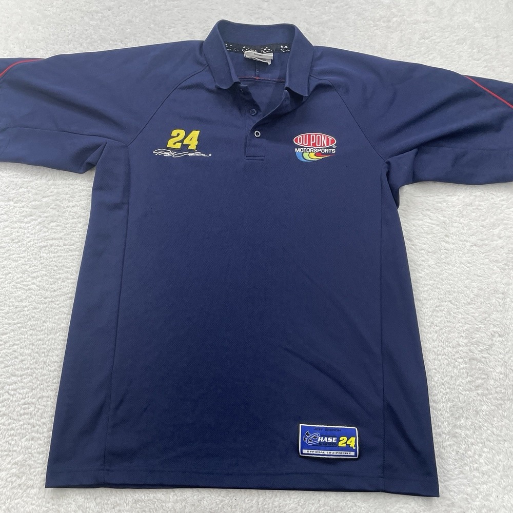 Chase Authentics Jeff Gordon #24 NASCAR Golf Polo‎ Blue Shirt Medium Official